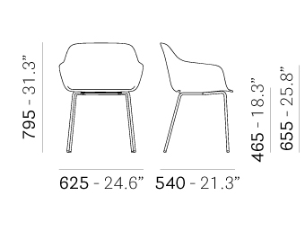 Fotelj Pedrali babila XL 2734 dimenzije